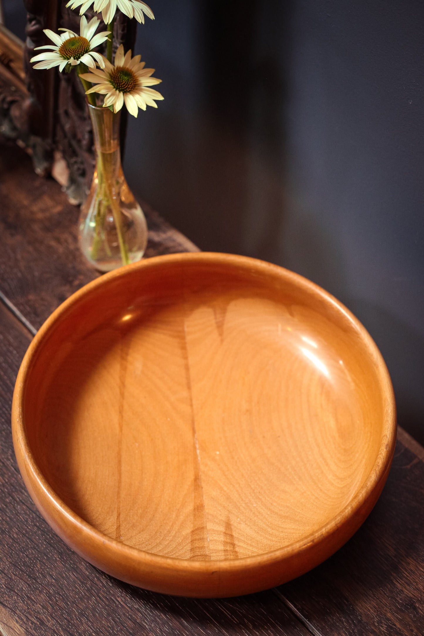 Vintage Wood Bowl - Large Wooden Handcrafted Wooden Bowl Made in NY