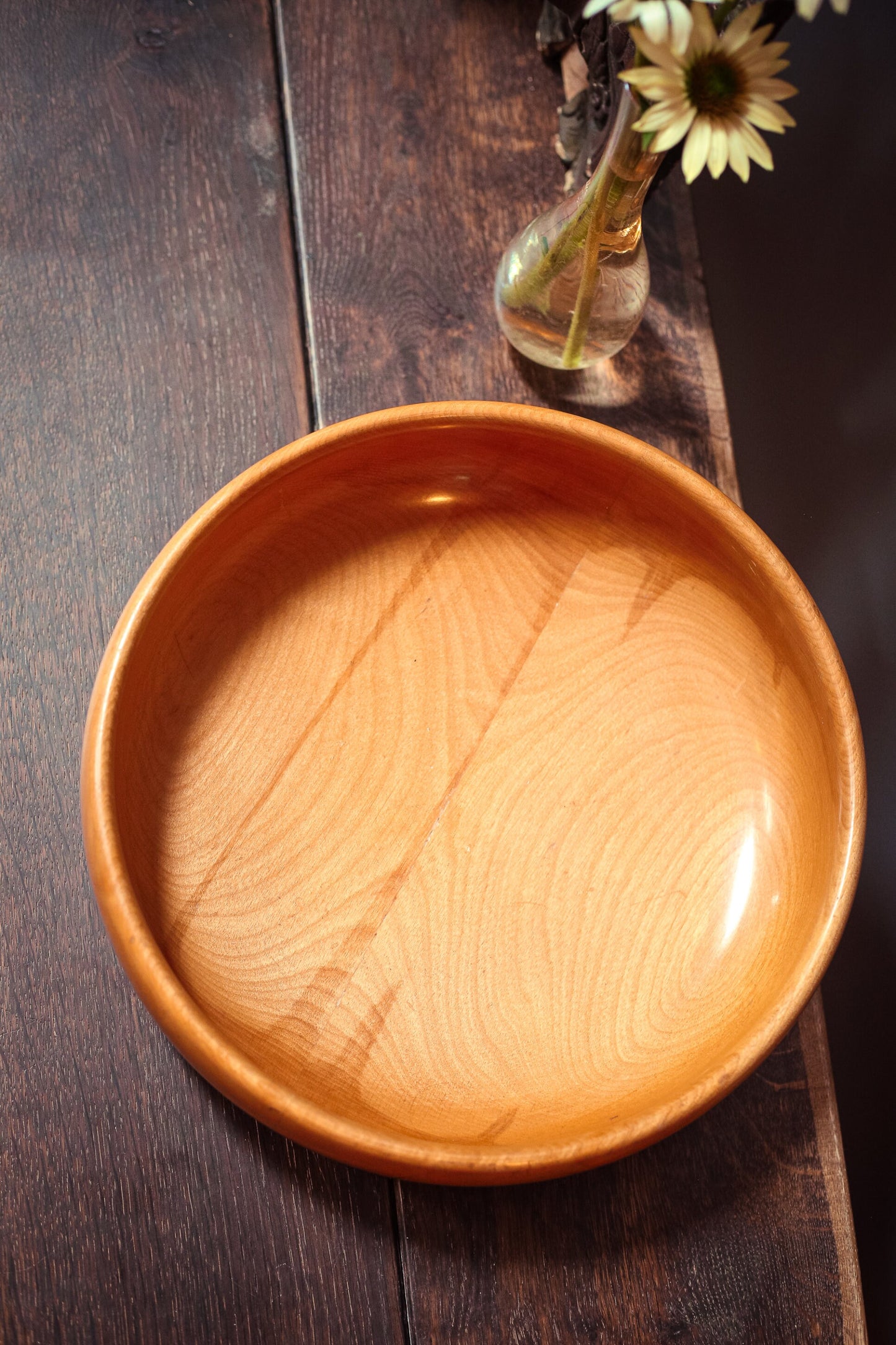Vintage Wood Bowl - Large Wooden Handcrafted Wooden Bowl Made in NY