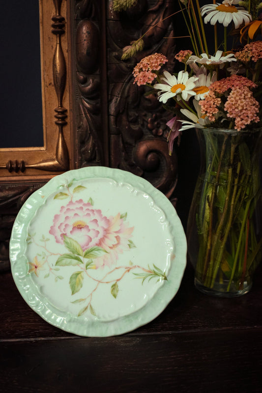 Floral Patterned Ceramic Trivet - Pastel Peony Scalloped Porcelain Plant Base