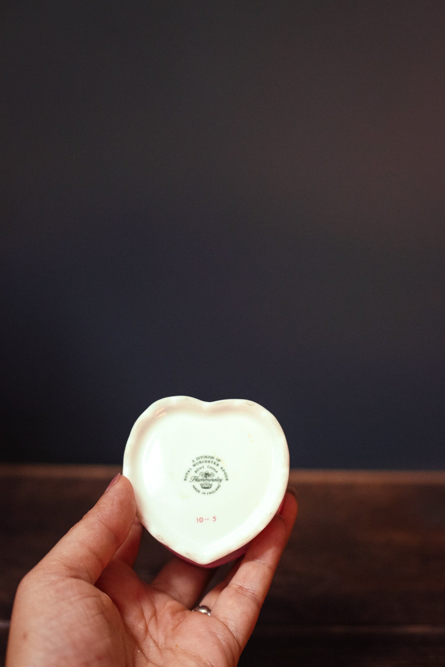 Rose Printed Heart Shaped Porcelain Lidded Ring Dish - Heart Jewelry Box