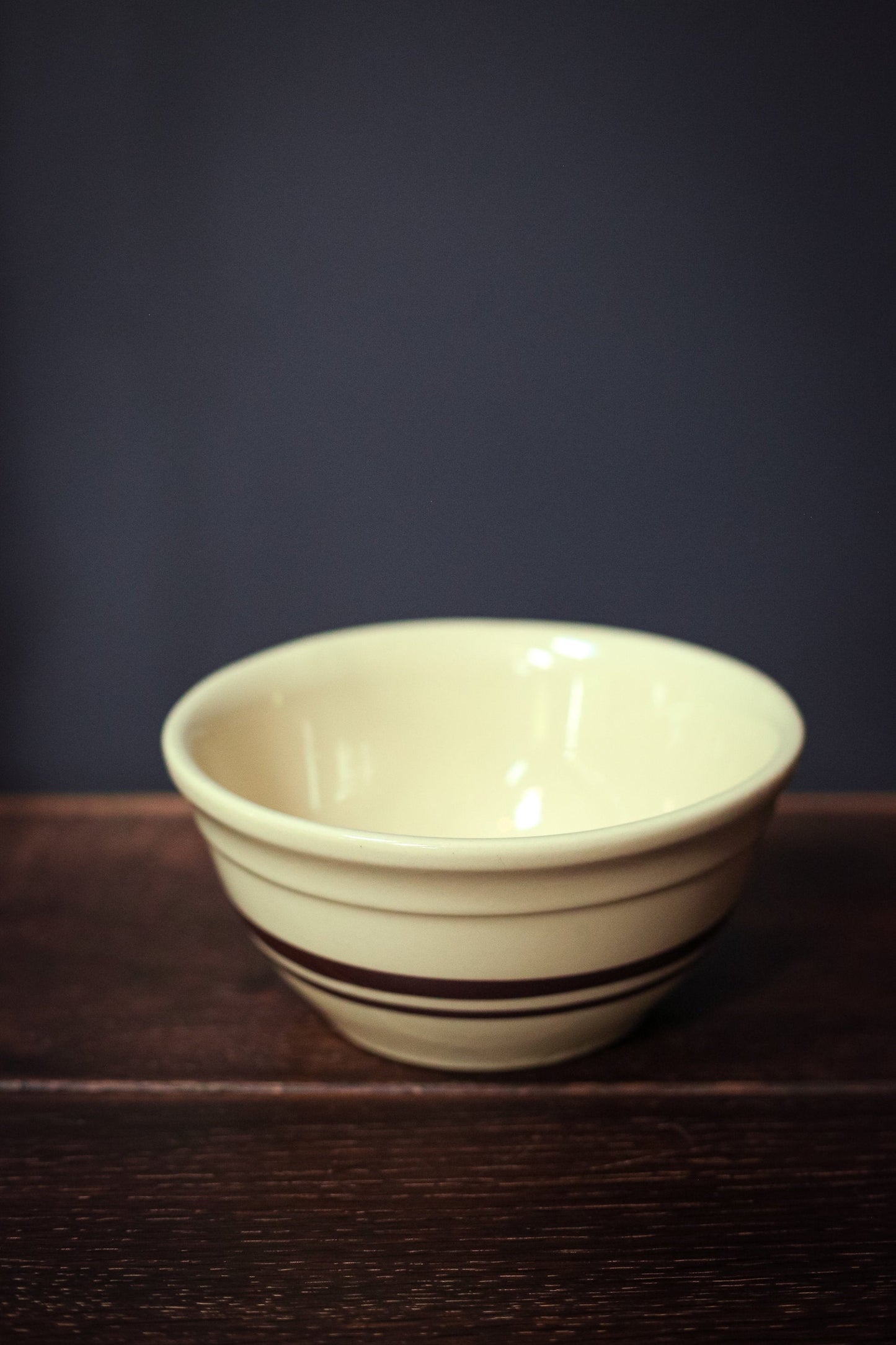 Brown Stripe Ceramic Fruit Bowl - Small Farmhouse Pottery Fruit Bowl