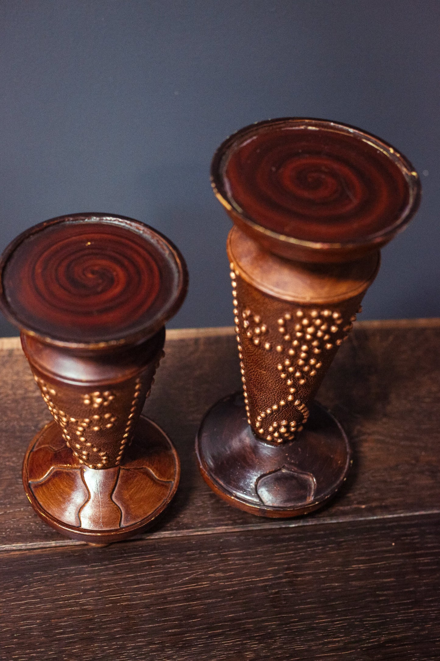 Faux Leather Pillar Candle Bases - Tiki Style Candle Holder