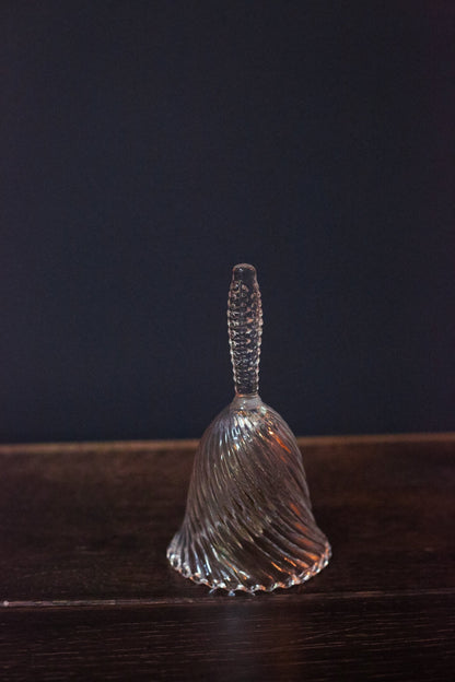 Crystal Glass Bell with Spiral & Hobnail Patterns - Vintage Crystal Bell