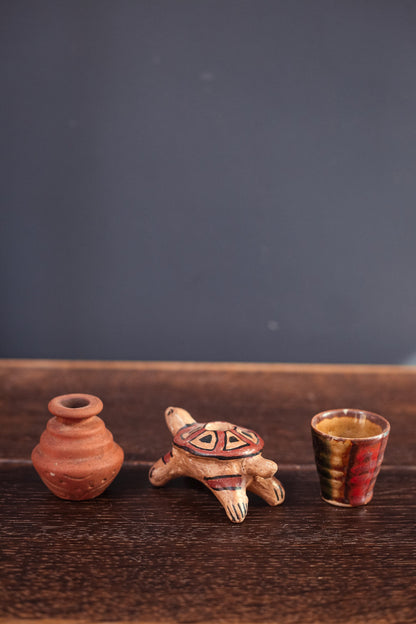 Mexican Pottery Miniatures - Assorted Incense Figures & Cups Turtle