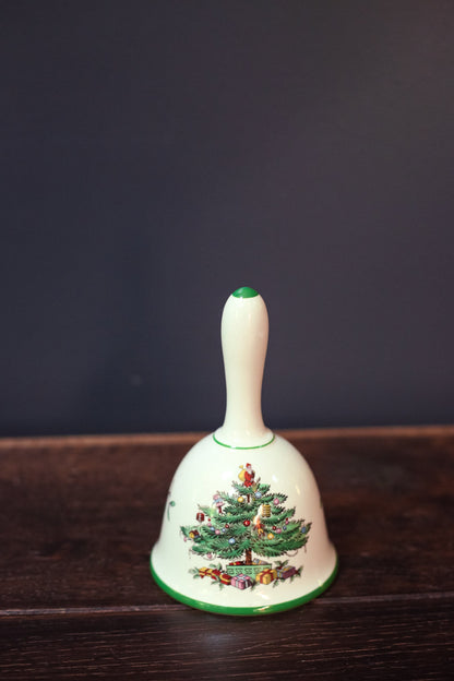 Christmas Tree & Mistle Toe Ceramic Holiday Bell - Made in England Spodes Vintage Christmas Decor