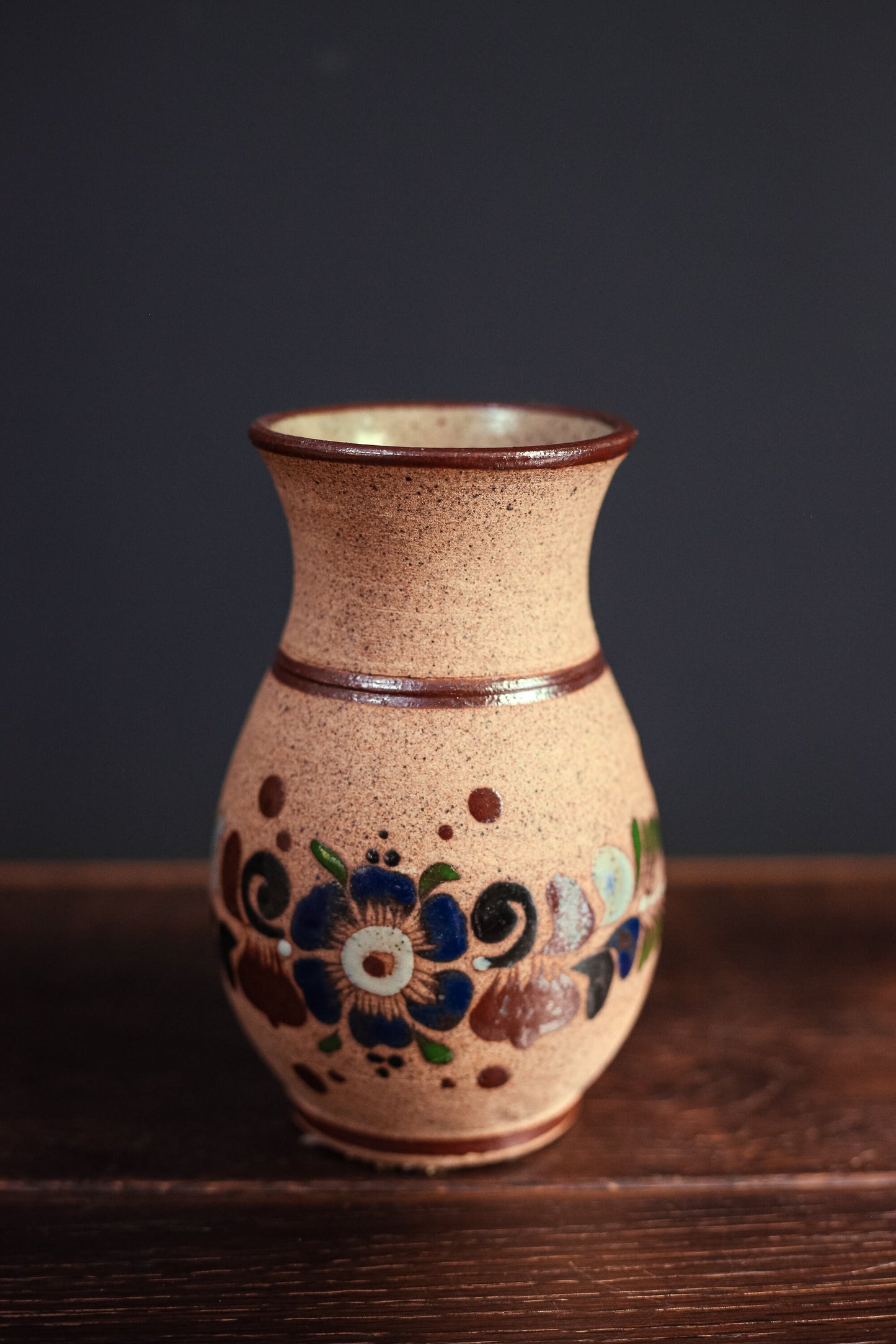 Mexican Pottery Vase - Hand Painted Earthenware Vase Tonala Pottery