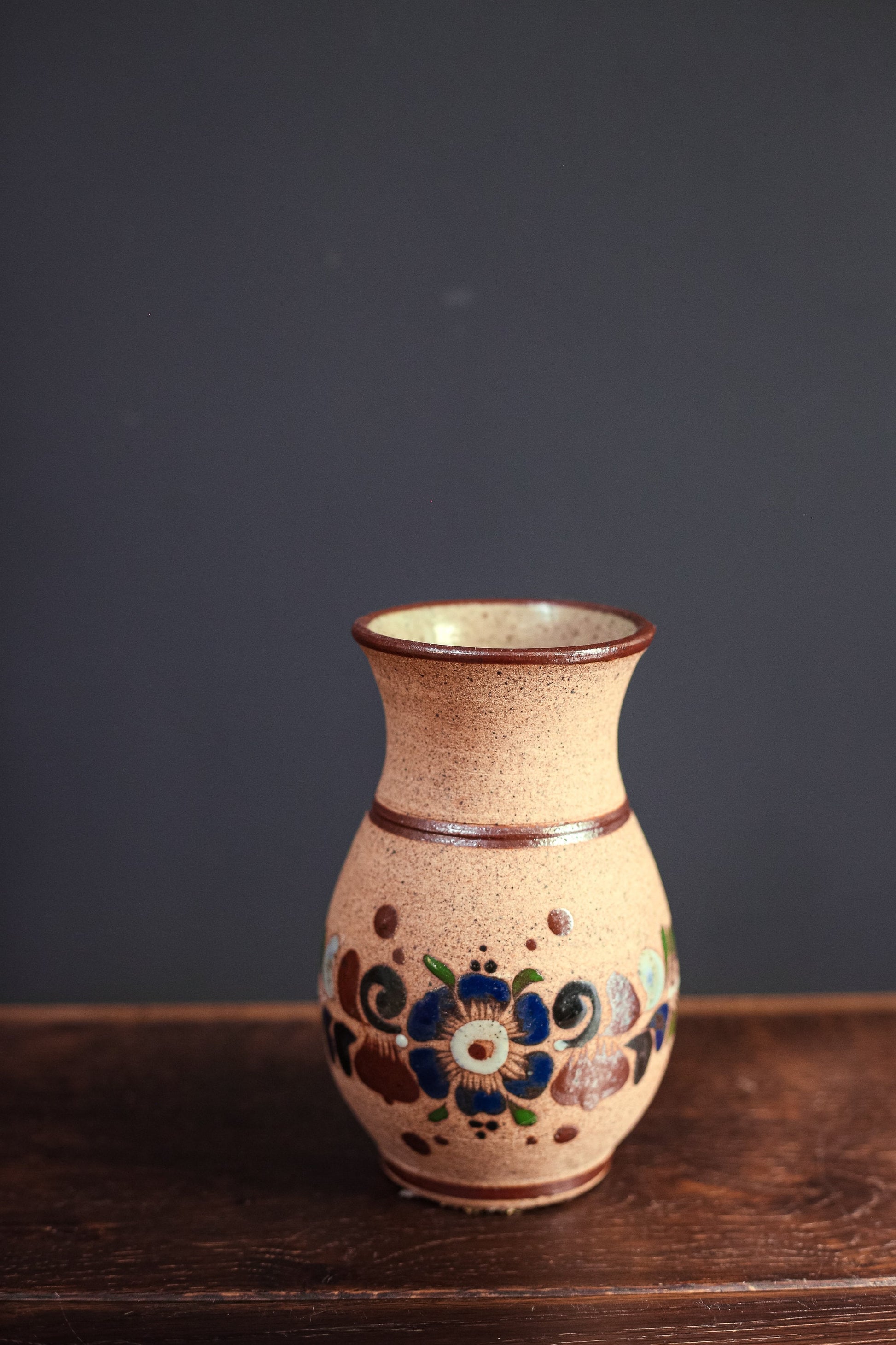 Mexican Pottery Vase - Hand Painted Earthenware Vase Tonala Pottery