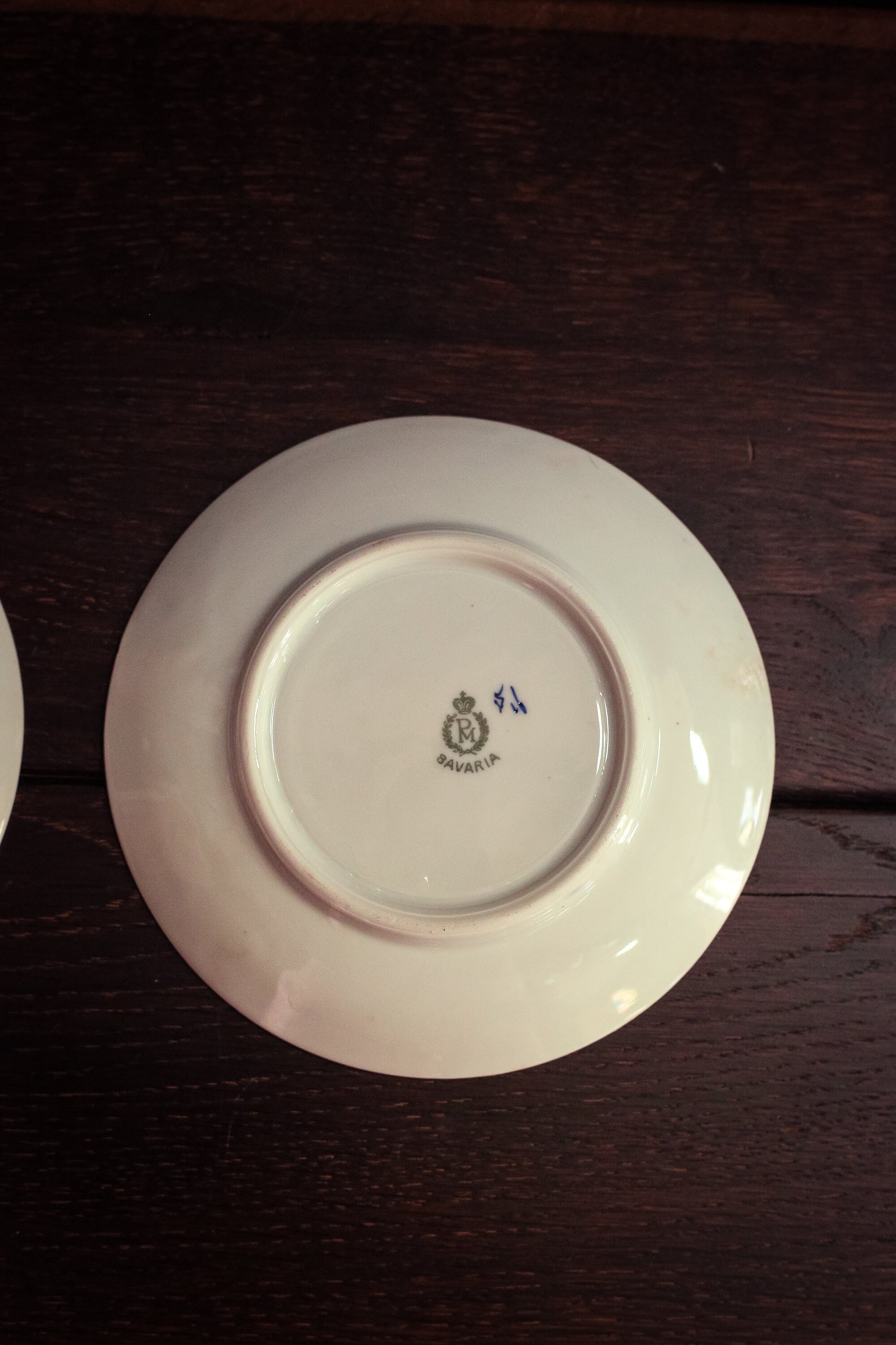 Antique Bavaria PM Winterling Blue Strawflower Dessert Plates Trio - Set of 3 Blue White China Small Plates