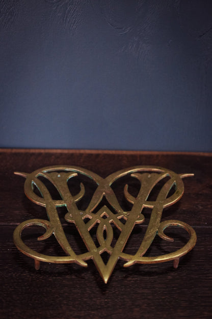 Brass Decorative Large Trivet/Hot Pad - Williamsburg Queen Anne Brass Trivet