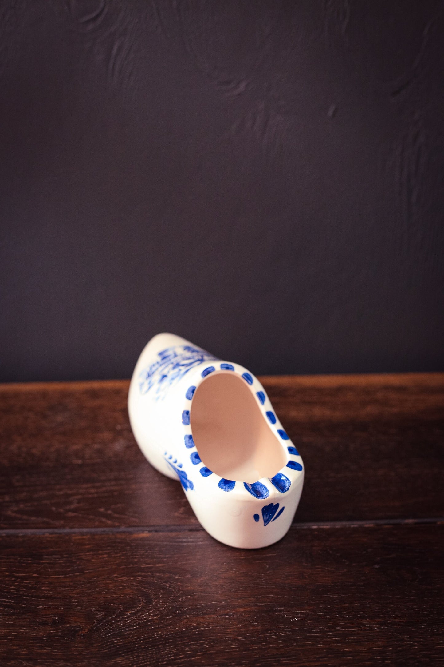 Ceramic Clog with Delft Windmill Design - Large Vintage Blue & White Delft Clog