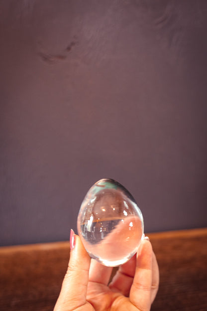 Art Glass Egg with Ombre Gradient Illusion - Vintage Glass Art Object Clear to Translucent Grey Ombre Egg