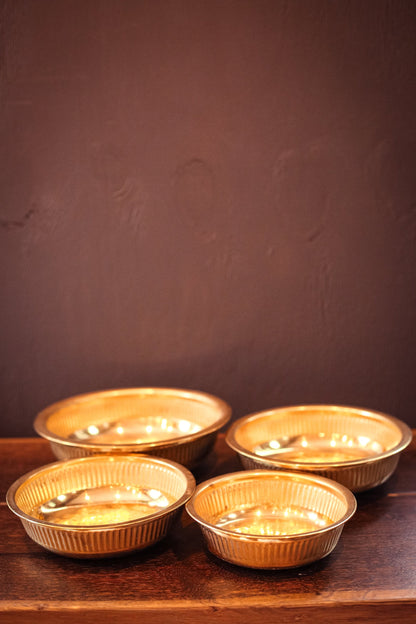 Vintage Hammered Brass Nesting Bowls - Set of 4 Gold Engraved Hammered Metal Moroccan Hammam Bowls