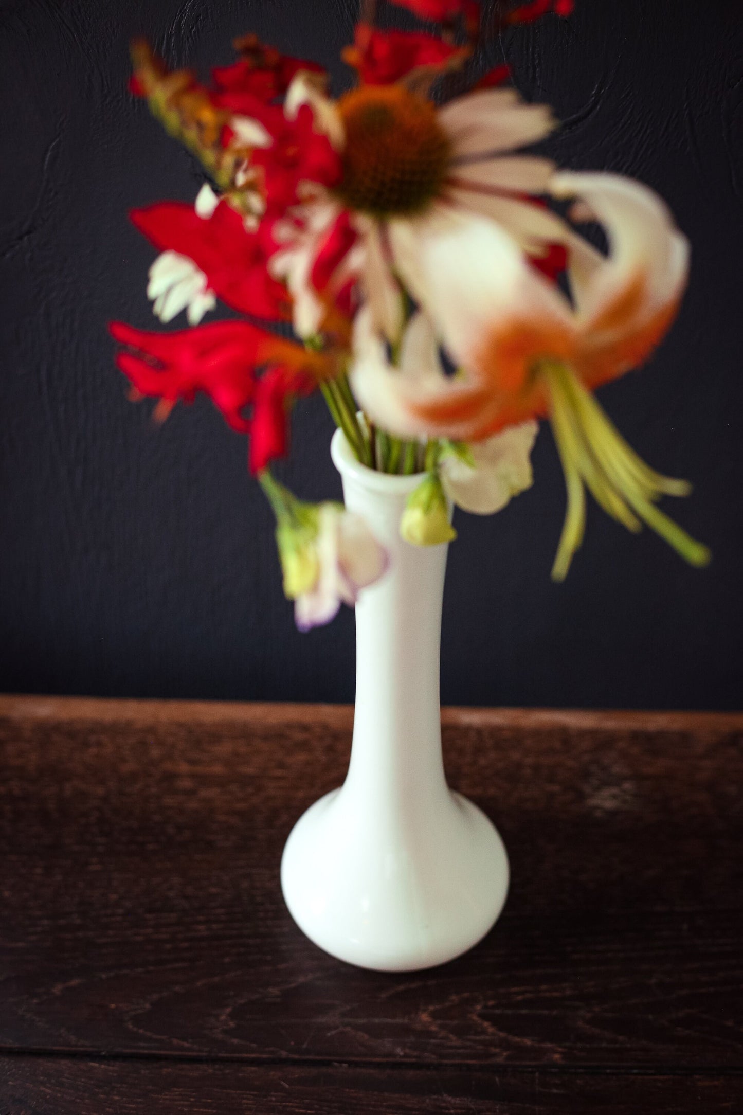 Milk Glass Vase - Minimal Midcentury Modern Milkglass Tulip Vase