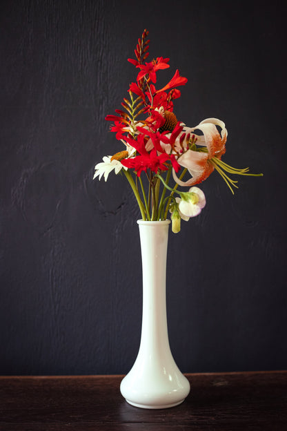 Milk Glass Vase - Minimal Midcentury Modern Milkglass Tulip Vase