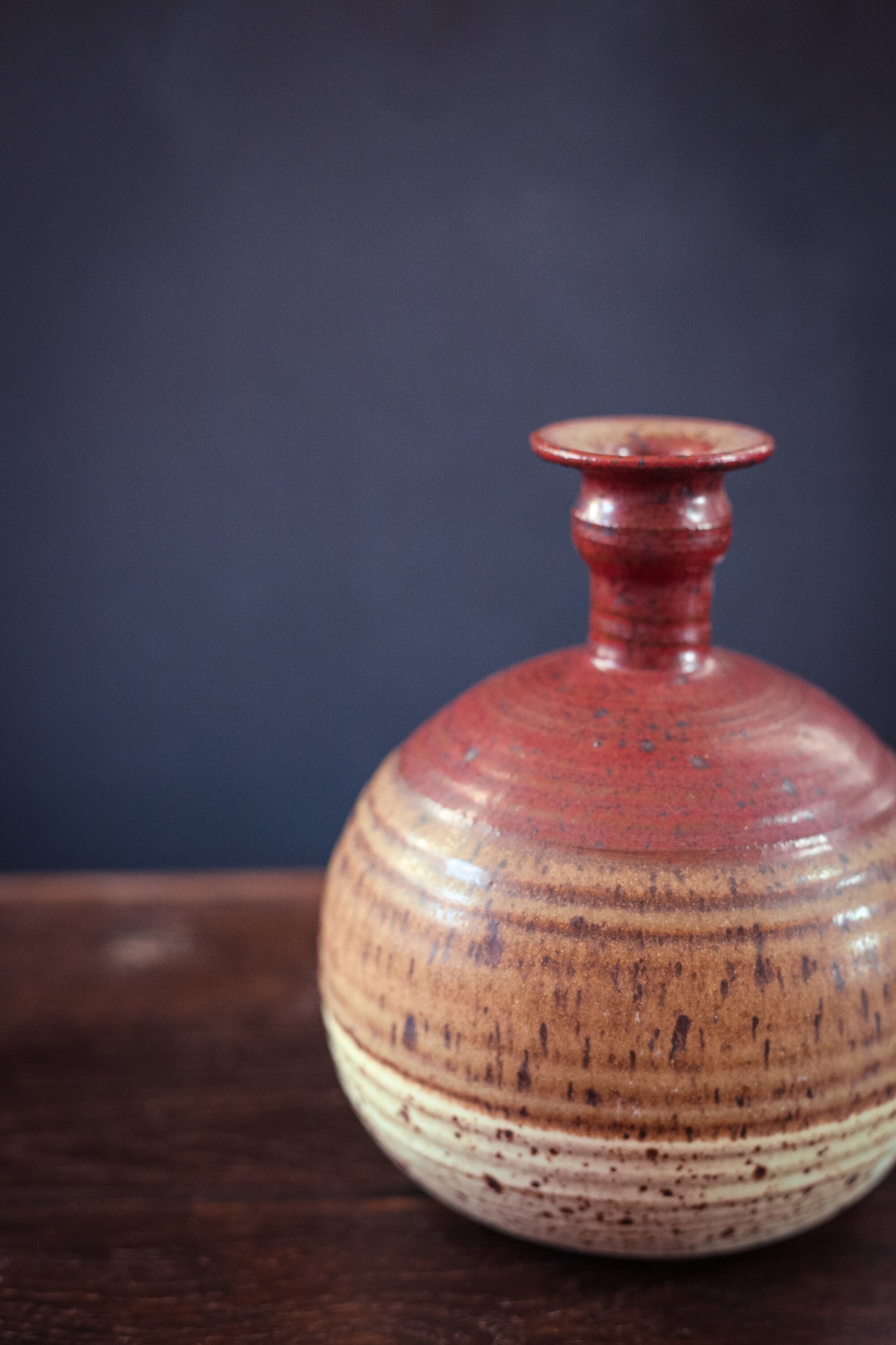 Hand Thrown Tricolor Speckled Ceramic Bud Vase - Vintage Studio Pottery Vase