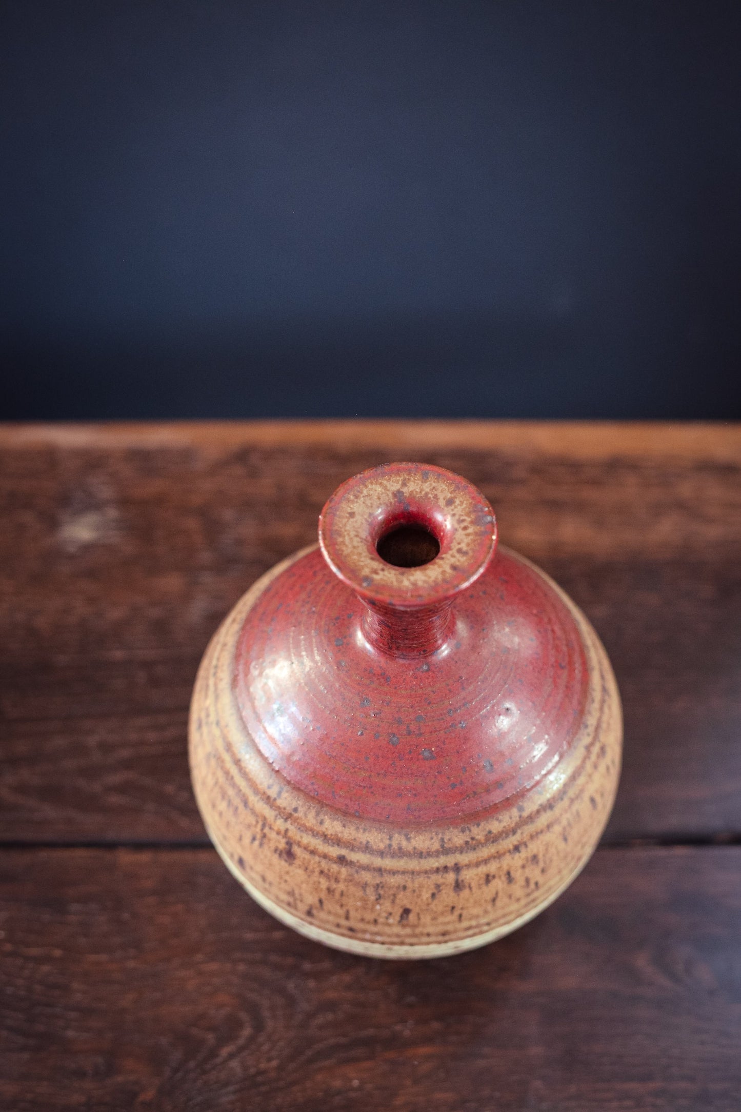 Hand Thrown Tricolor Speckled Ceramic Bud Vase - Vintage Studio Pottery Vase