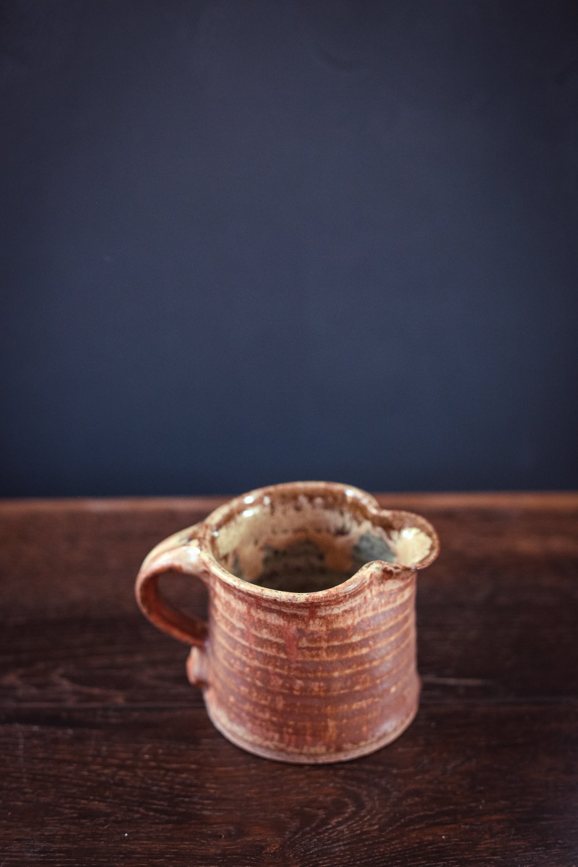 Hand Thrown Ceramic Mug/Creamer in Drip and Speckled Glaze - Vintage Studio Pottery Cup
