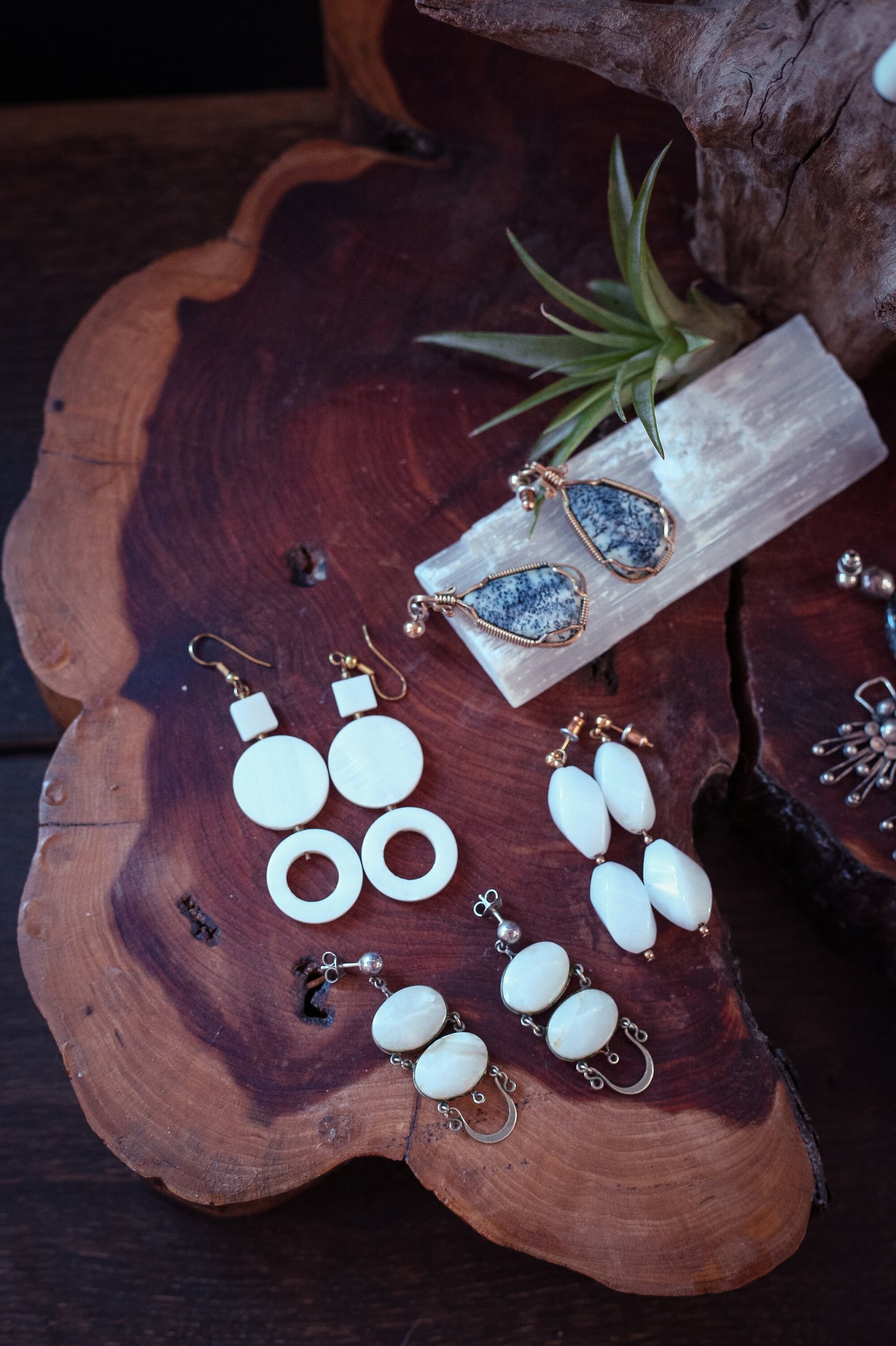 White Opal Seed Bead Earrings - Vintage Estate Jewelry