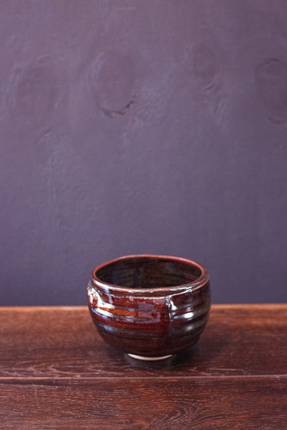 Dark Glazed Studio Ceramic Drop Pot - Vintage Studio Pottery Planter