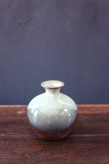 Light Blue Glazed Ceramic Bud Vase - Vintage Blue Studio Pottery Vase