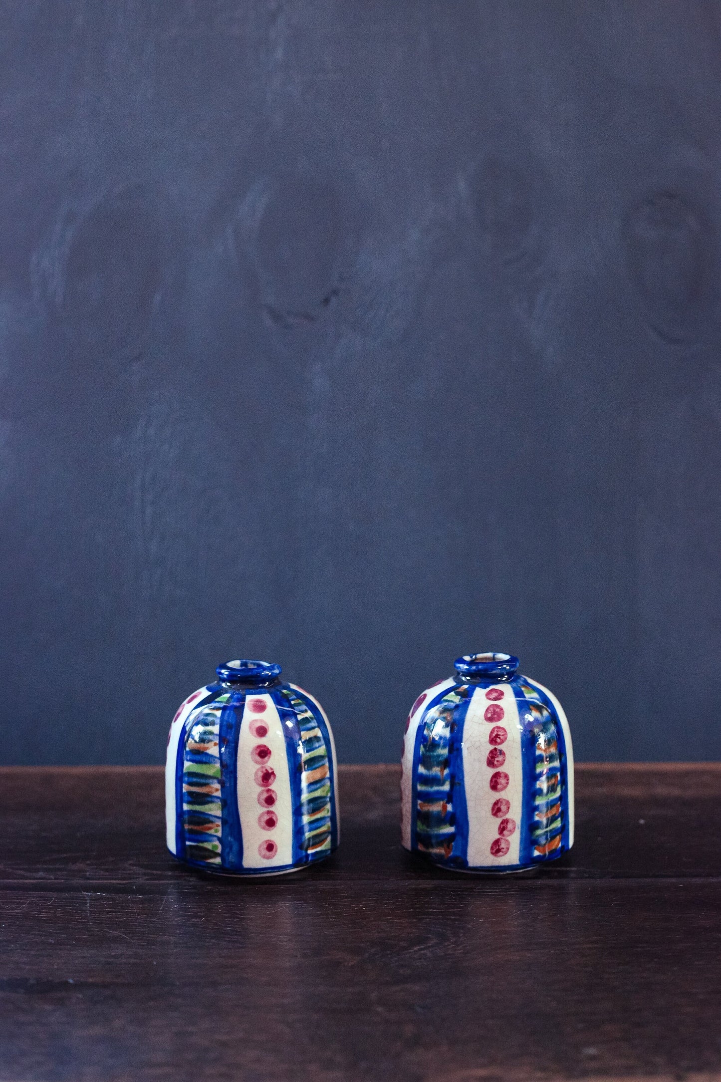 Set of 2 Hand Painted Japanese Bud Vases - Vintage Pair of Made in Japan Ceramic Vases