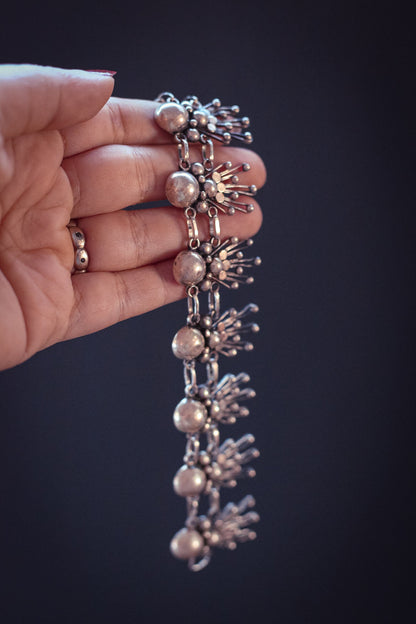 Silver Sunburst Bracelet with Clasp - Vintage Estate Silver Bracelet