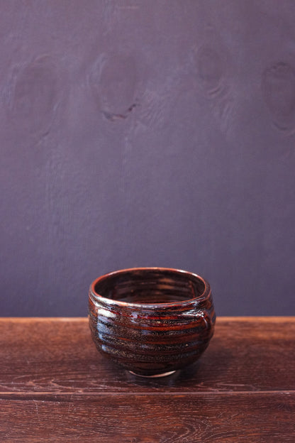 Dark Glazed Studio Ceramic Drop Pot - Vintage Studio Pottery Planter
