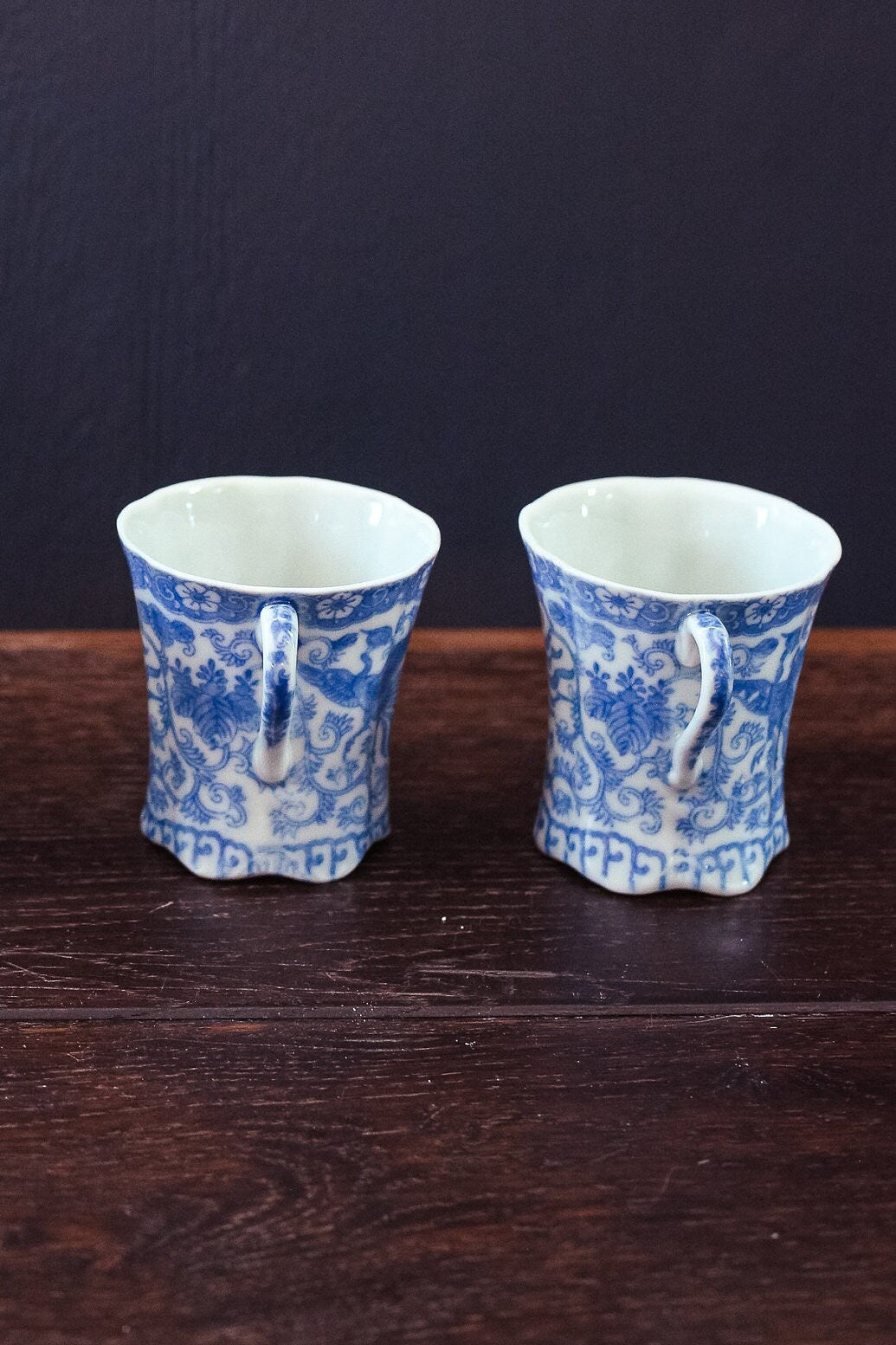 Blue White Phoenix Porcelain Tea Cups - Antique Japanese Porcelain Tea Set