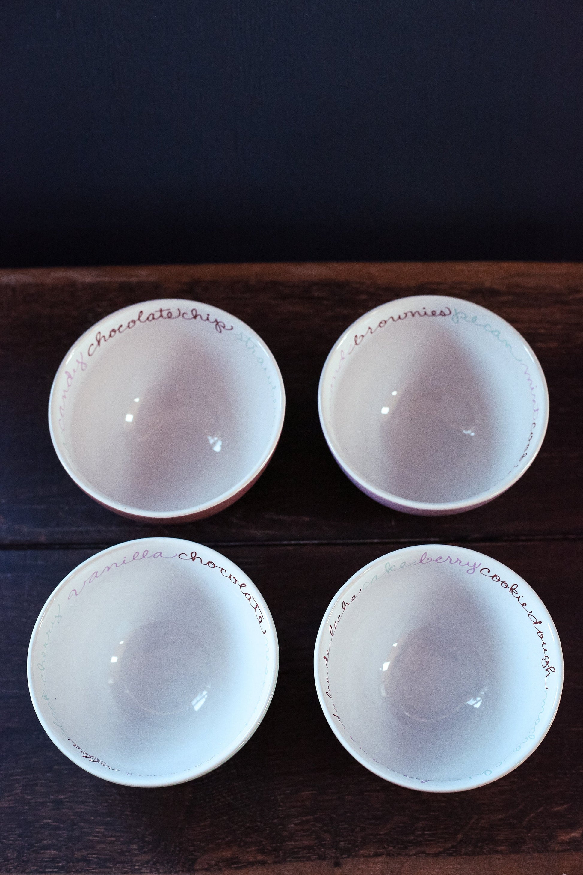 Set of 4 Pastel Ice Cream Bowls - Vintage Ceramic Bowls