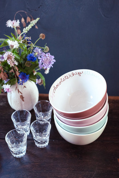 Set of 4 Pastel Ice Cream Bowls - Vintage Ceramic Bowls