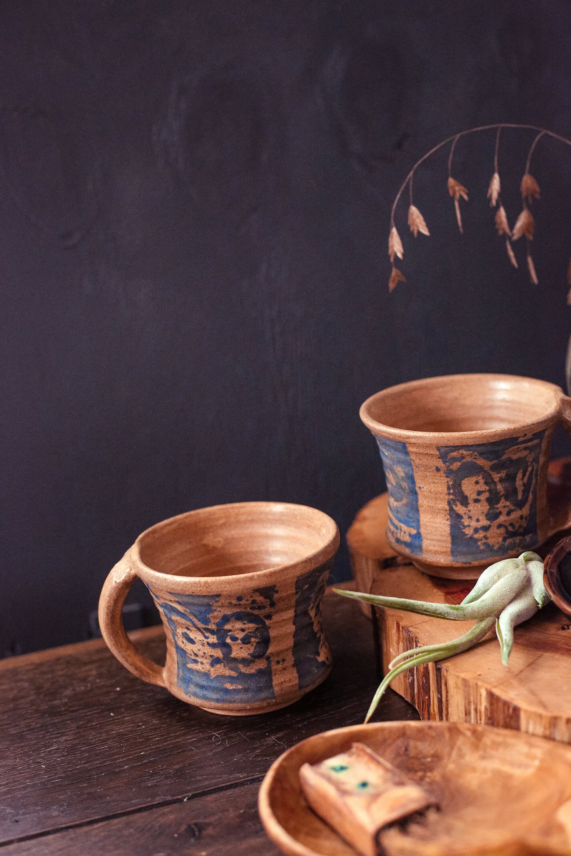 Pair of Studio Ceramic Mugs - Set of 2 Vintage Signed Studio Pottery