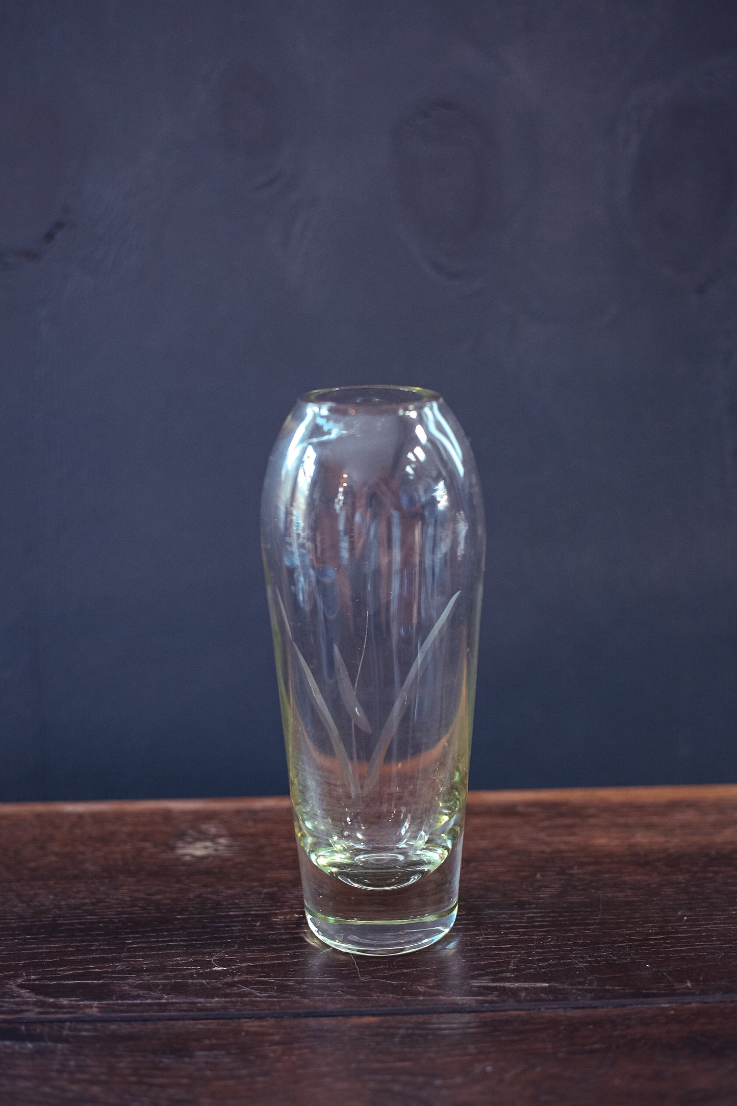 Etched Glass Vase - Vintage Cut Glass Vase