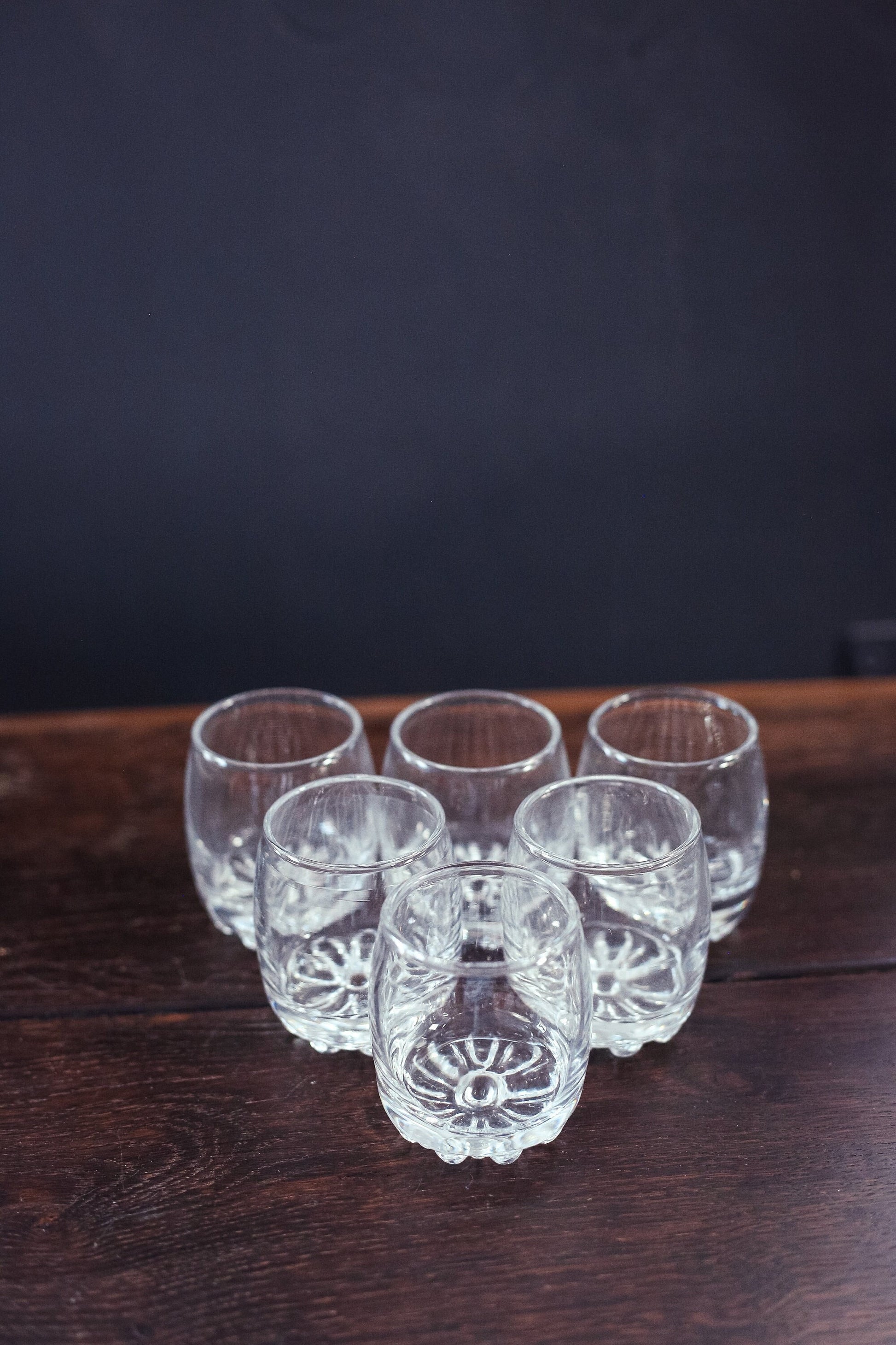 Set of 6 Glass Shot Glass - Vintage Flower Bottom Shot Glasses