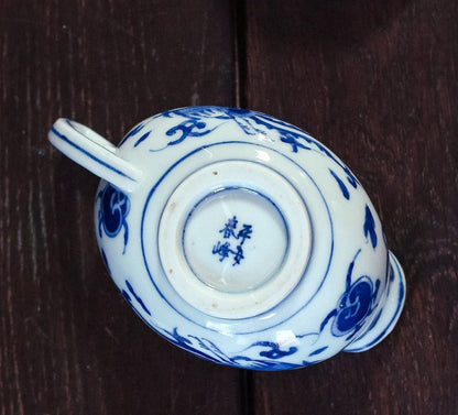 Blue White Phoenix Porcelain Cream/Gravy Container with Handle - Antique & Vintage Japanese Porcelain Tableware