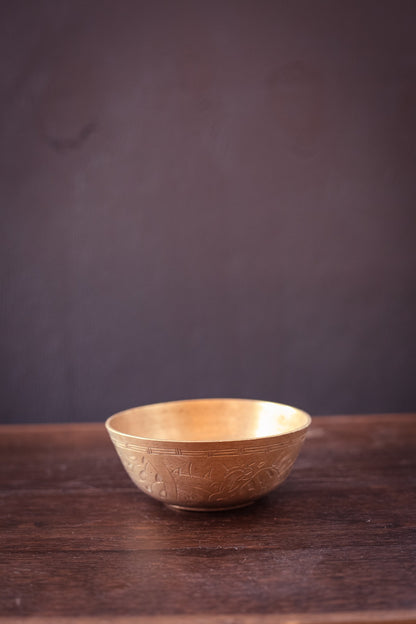 Small Engraved Brass Bowl - Vintage Brass Decorative Bowl