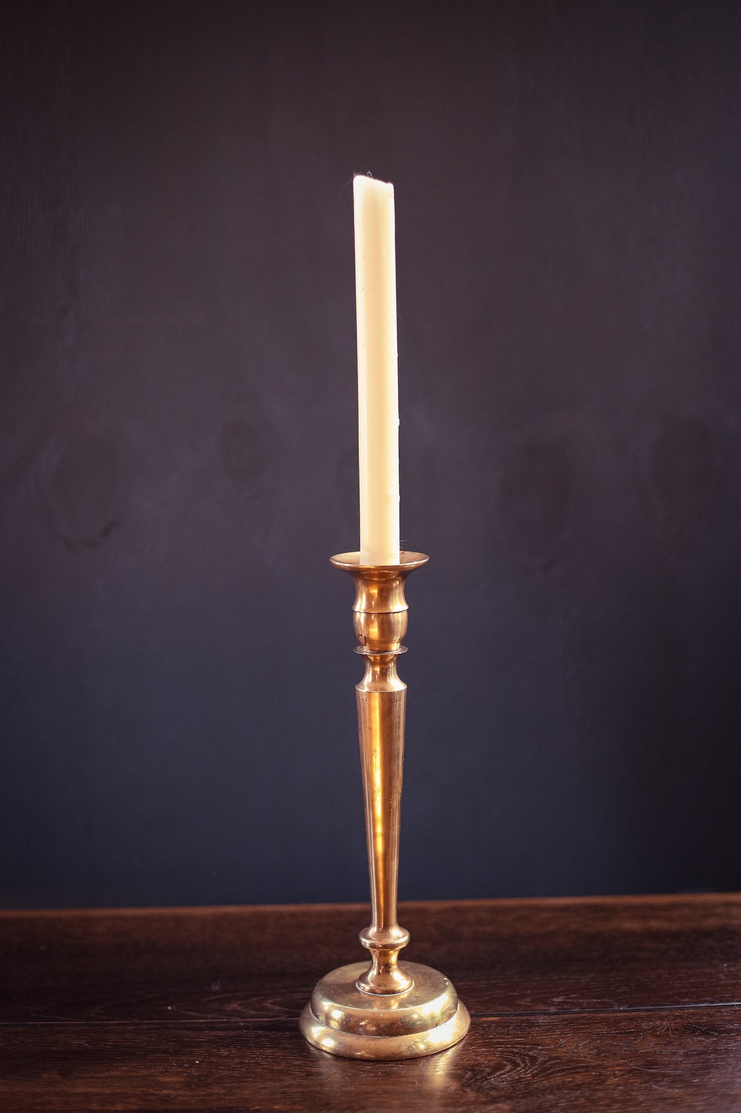 Tall Solid Brass Candle Holder - Vintage Midcentury Modern Brass Candle Base