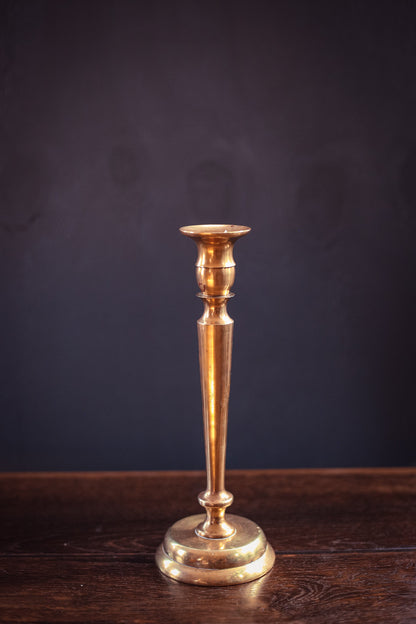 Tall Solid Brass Candle Holder - Vintage Midcentury Modern Brass Candle Base
