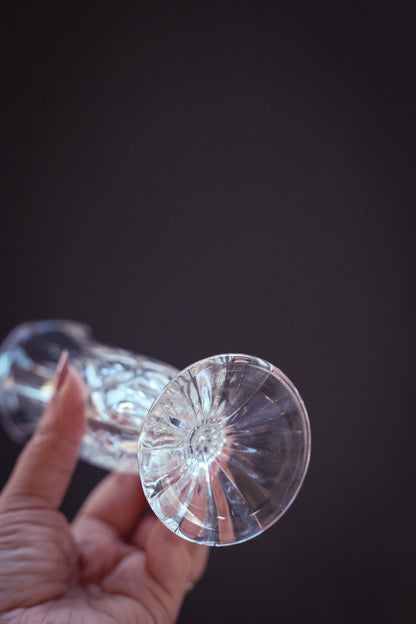 Crystal Carved Glass Vase - Vintage 6.5" Fluted Crystal Carved Glass Vase