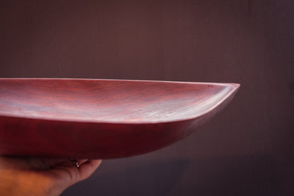 Large 22" Mahogany Asymmetrical Hand Carved Wood Bowl - Vintage Midcentury Modern Wooden Bowl Made in Haiti