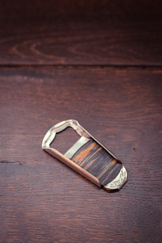 Vintage Promotional Bottle Opener with Wood Detail - Vintage Bar Tool