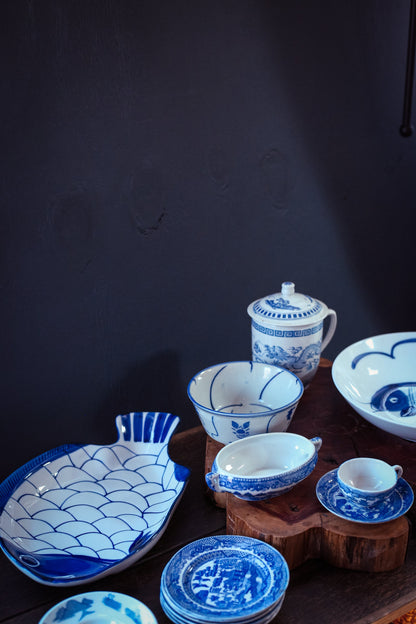 Dansk Arabesque Blue White Fish Platter - Vintage Dansk 11" Serving Platter