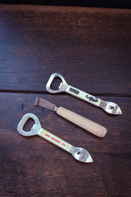 Collectible Bottle Openers and Japanese Wood Handle Zester - Vintage Bar Tools Select in Dropdown