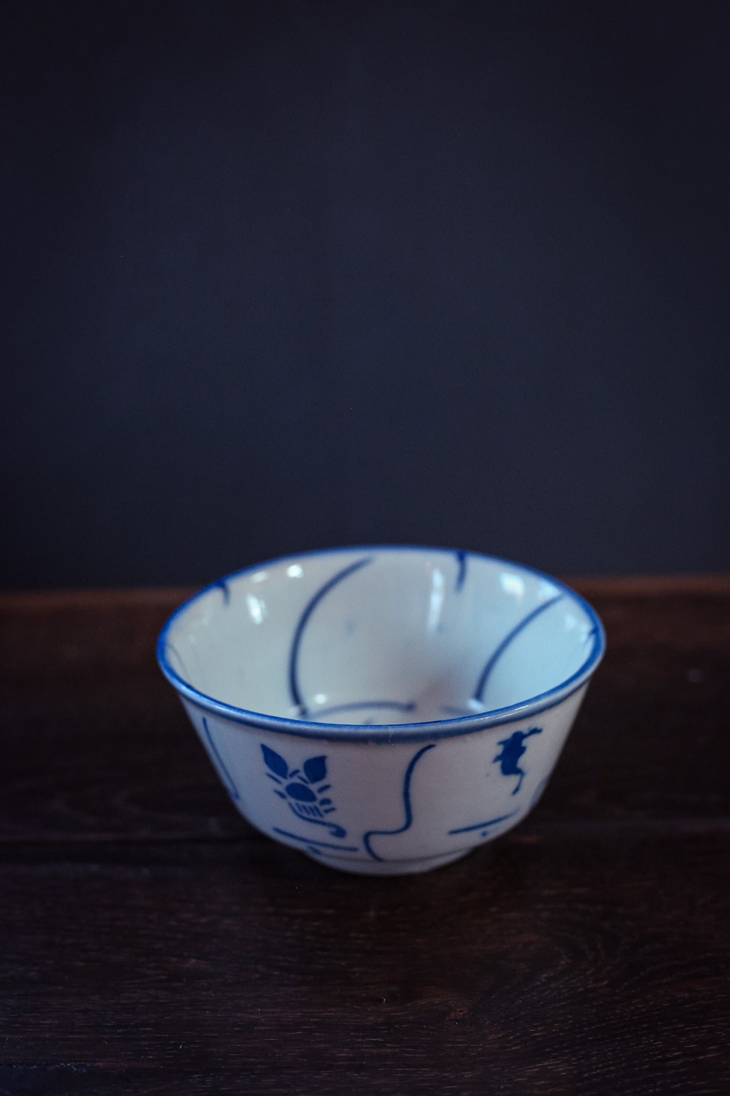 Hand Painted Blue and White Chinese Soup Bowl - Vintage Hand Painted Ceramic Bowl
