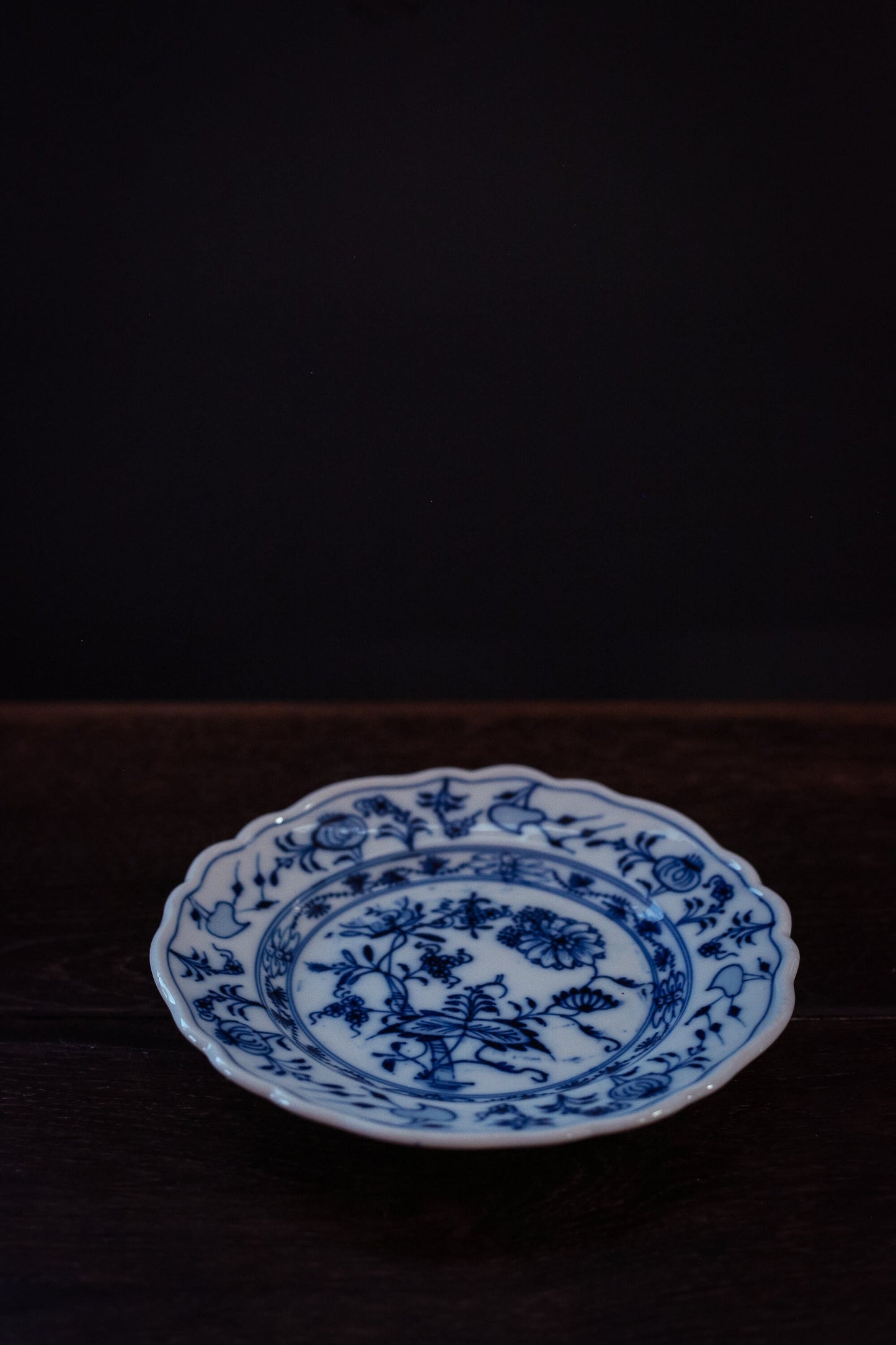 Antique Meissen Blue Onion 6.75" Plate - Small Blue White Plate Made in Germany Oval Backstamp