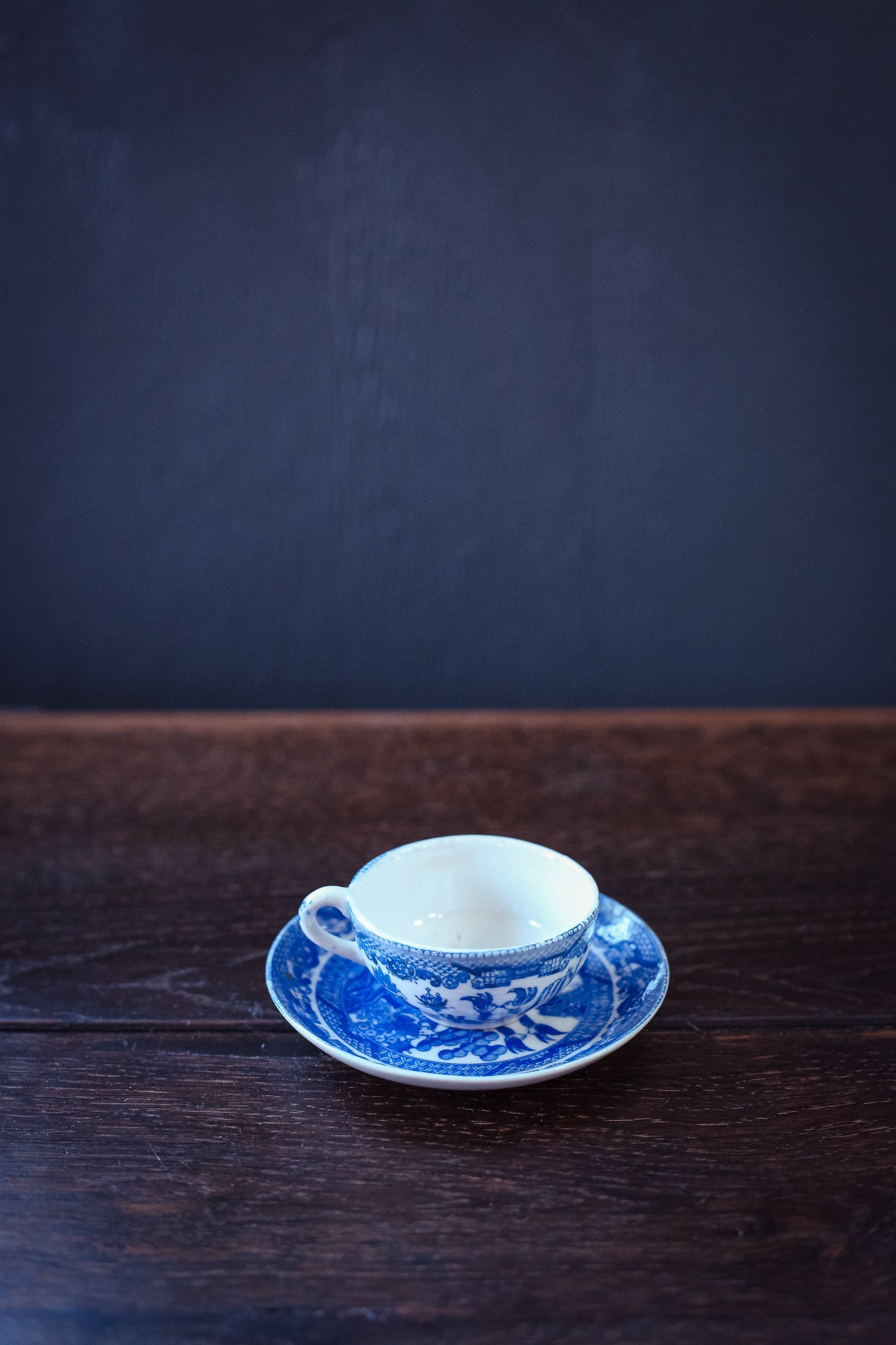 Japanese Blue Willow Cup Saucer - Vintage Small Blue Willow Made in Japan