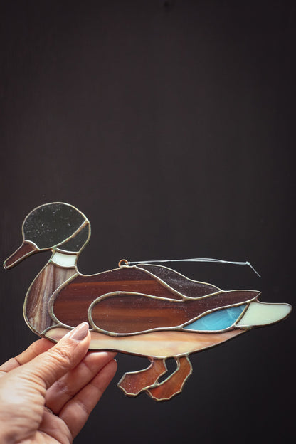 Stained Glass Mallard Duck Sun Catcher - Vintage Duck Suncatcher