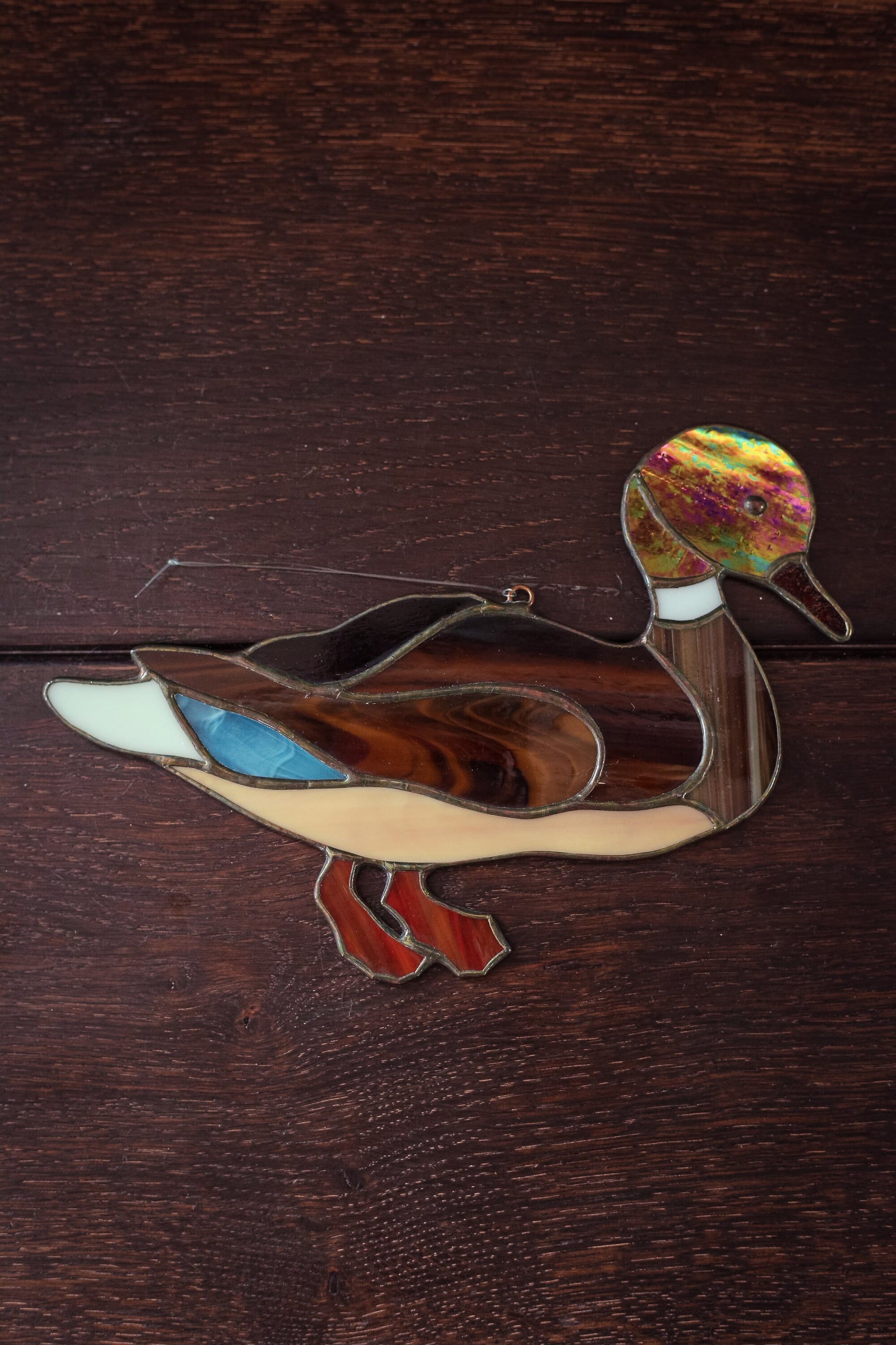 Stained Glass Mallard Duck Sun Catcher - Vintage Duck Suncatcher