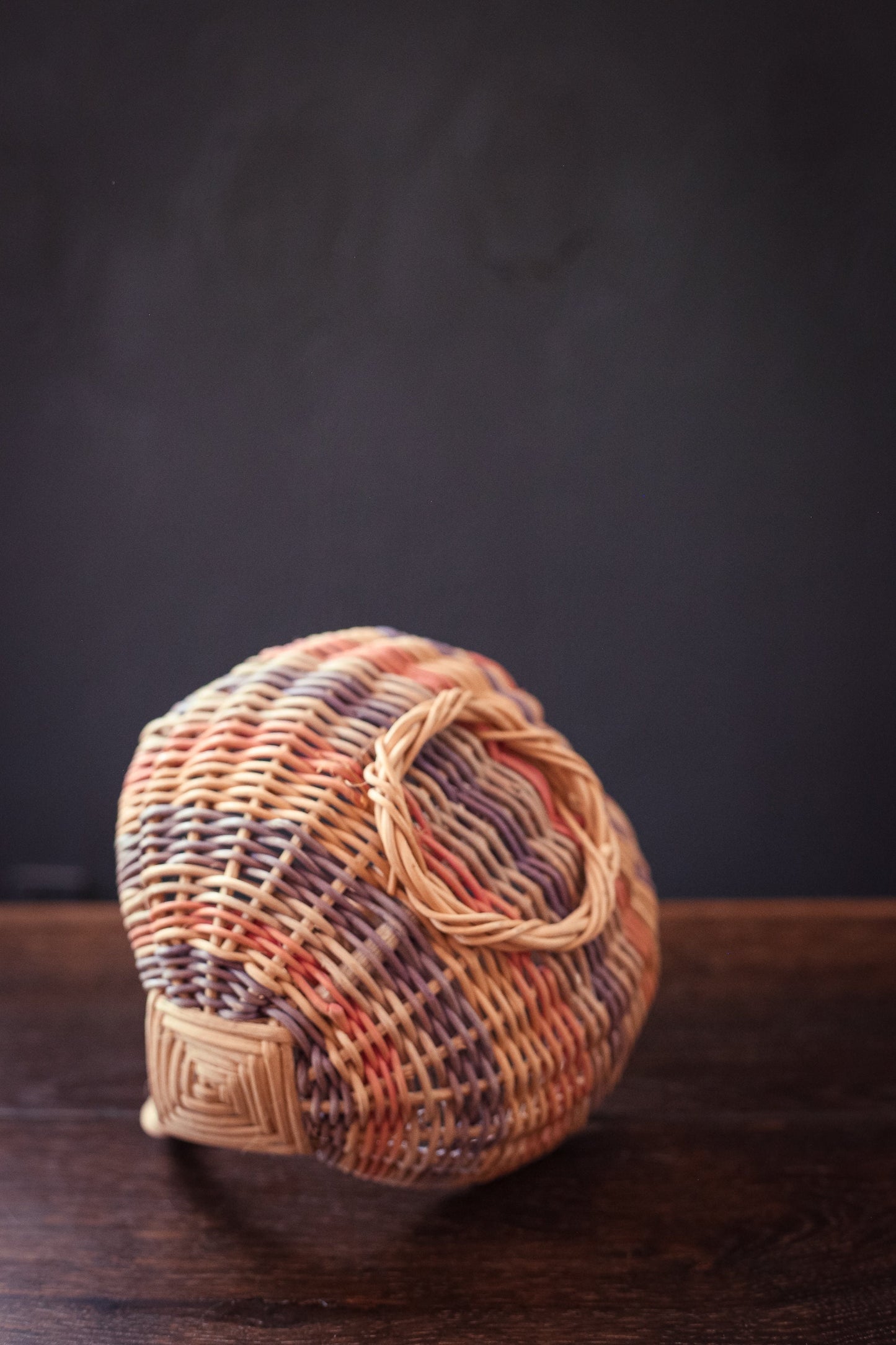 Small Pastel Stripe Adirondack Basket - Vintage God's Eye Basket
