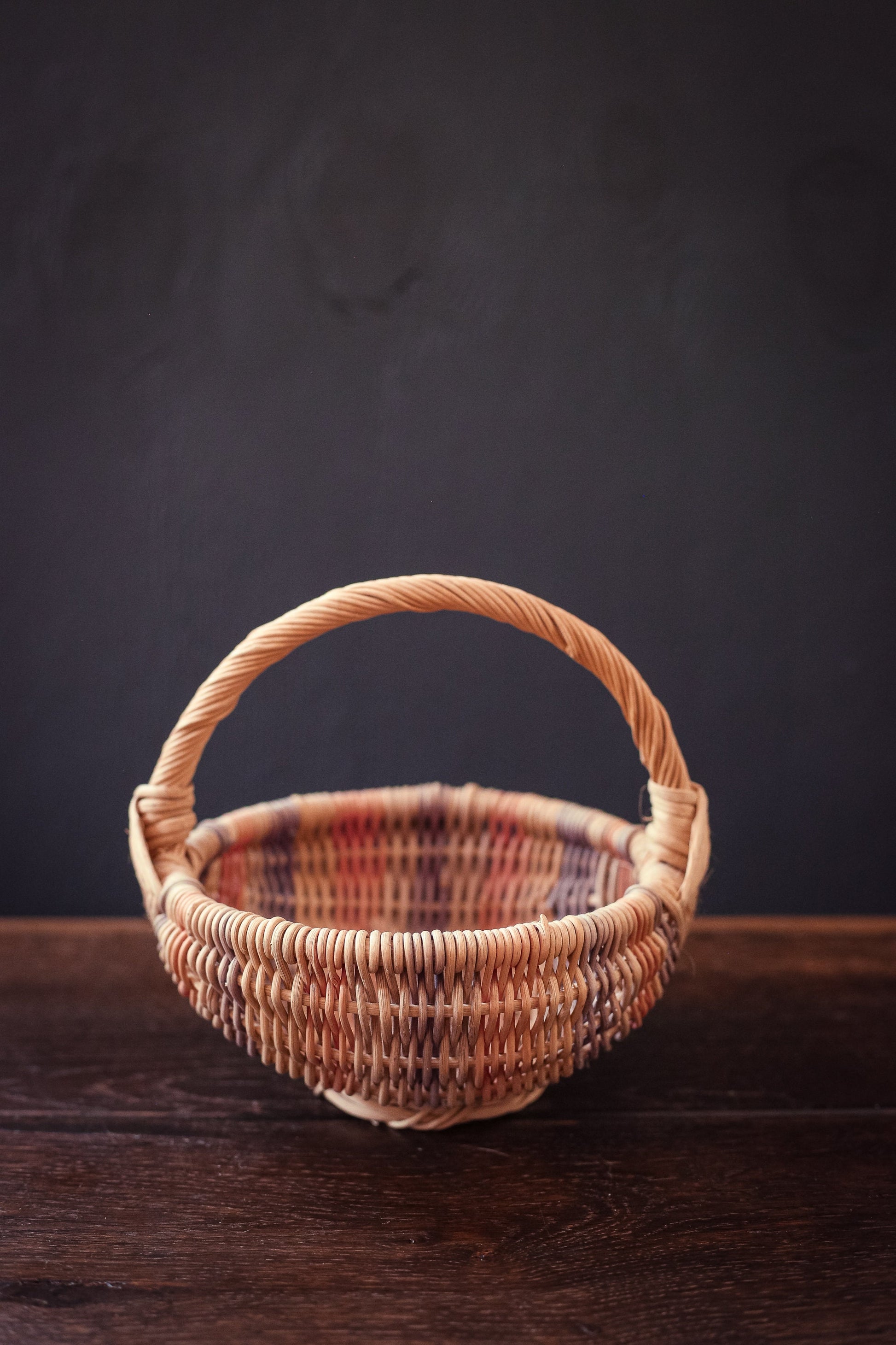 Small Pastel Stripe Adirondack Basket - Vintage God's Eye Basket