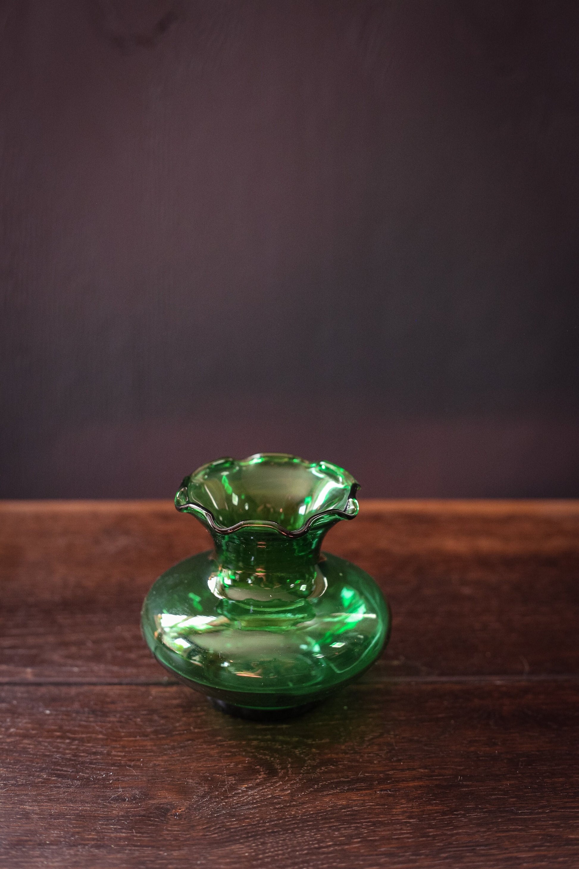 Emerald Green Glass Vase - Vintage Colored Glass Vase